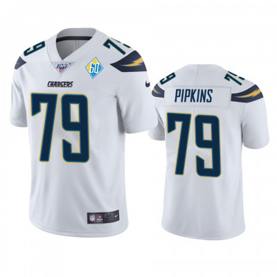 Los Angeles Los Angeles Chargers #79 Trey Pipkins White 60th Anniversary Vapor Limited NFL Jersey Men's